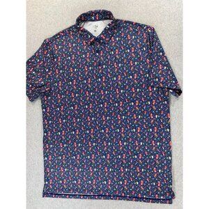 1764‎ Performance Wicking Short Sleeve Golf Polo Shirt (Men's XL) Blue - Donuts